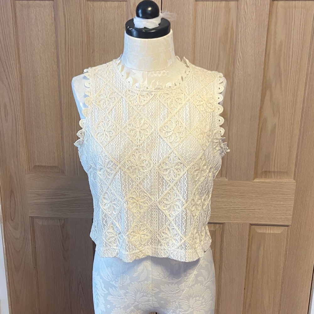 Solitaire Cream Lace Crop Top